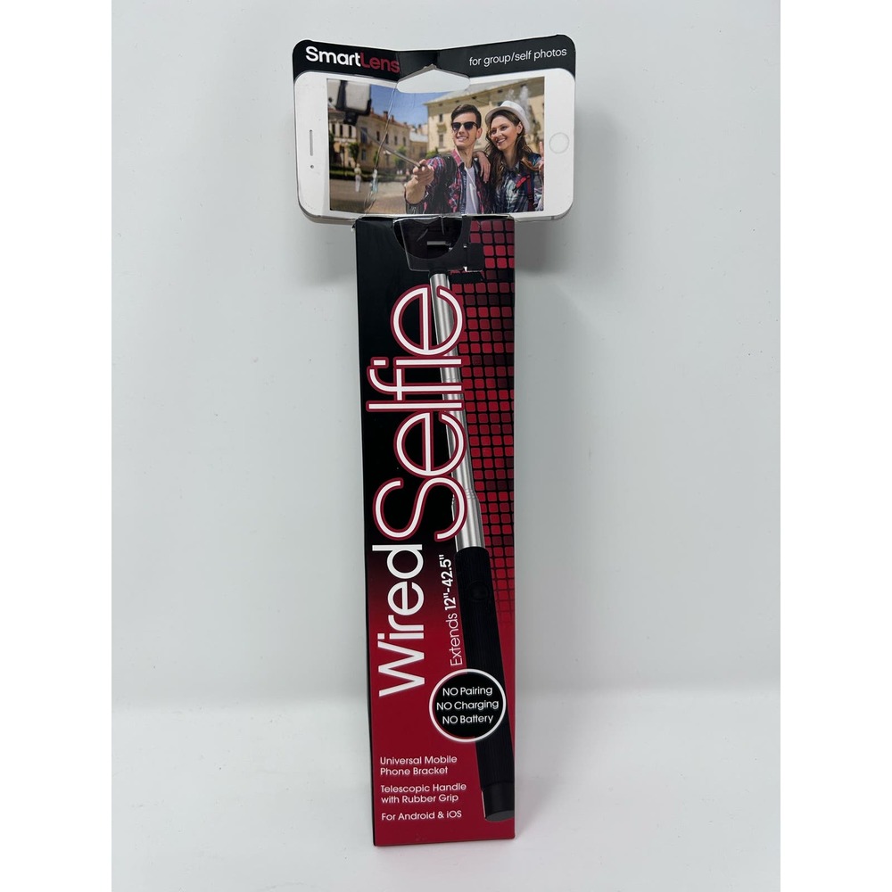 Tzumi Wired Selfie Stick Extends 12"-42.5" No Battery No‎ Charging